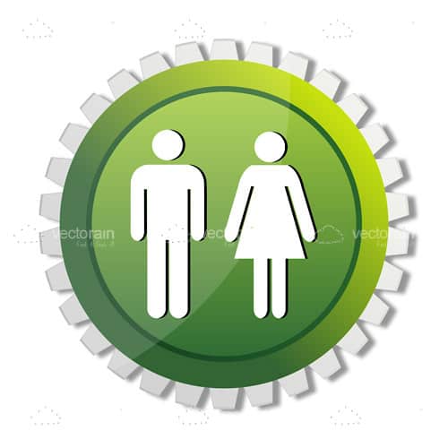 Round Badge with Abstract Man and Woman Symbols